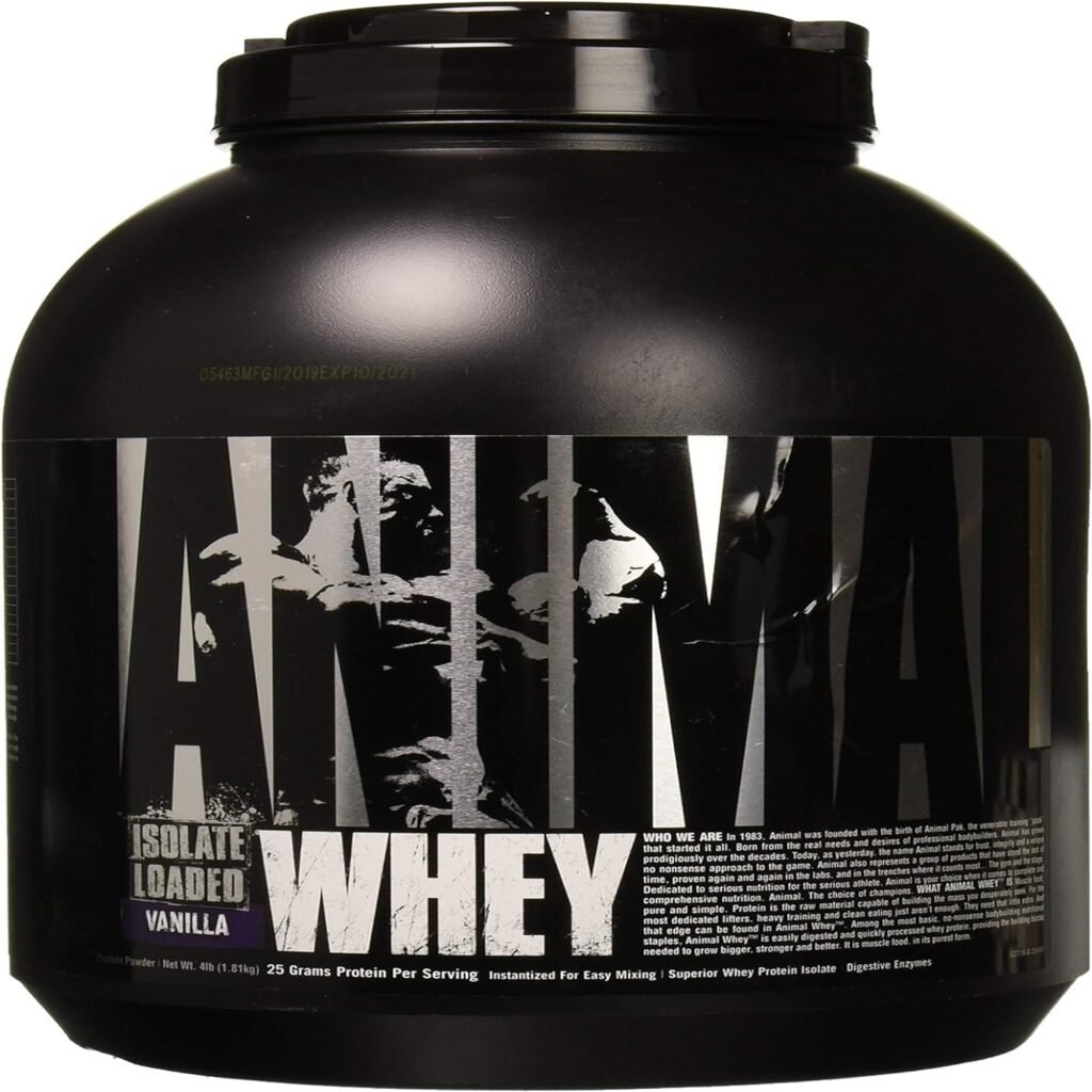 Animal Whey Isolate Whey Protein Powder – Isolate Loaded for Post Workout and Recovery – Low Sugar with Highly Digestible Whey Isolate Protein - Vanilla - 4 Pound (Pack of 1) (Packaging May Vary)