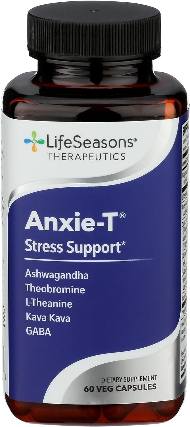 Anxie-T - Stress Relief Supplement - Supports Mood  Mental Focus - Feel Calm and Relaxed - Eases Tension  Nervousness - Ashwagandha, Kava Kava, GABA  L-Theanine - 60 Capsules