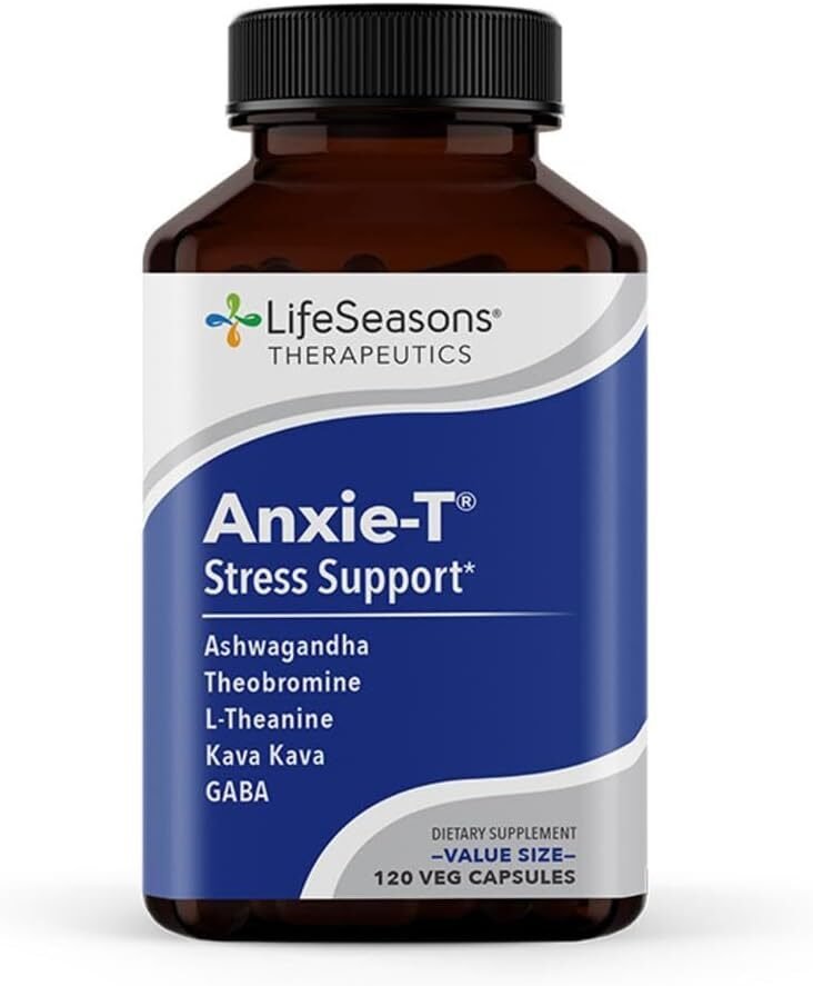 Anxie-T - Stress Relief Supplement - Supports Mood  Mental Focus - Feel Calm and Relaxed - Eases Tension  Nervousness - Ashwagandha, Kava Kava, GABA  L-Theanine - 60 Capsules