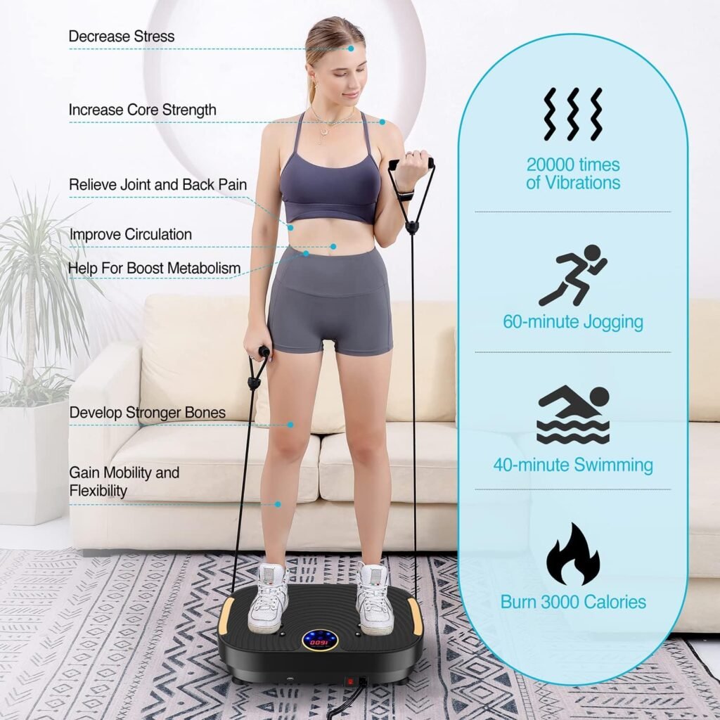 AXV Vibration Plate Exercise Machine Whole Body Workout Vibrate Fitness Platform Lymphatic Drainage Machine for Weight Loss Shaping Toning Wellness Home Gyms Workout