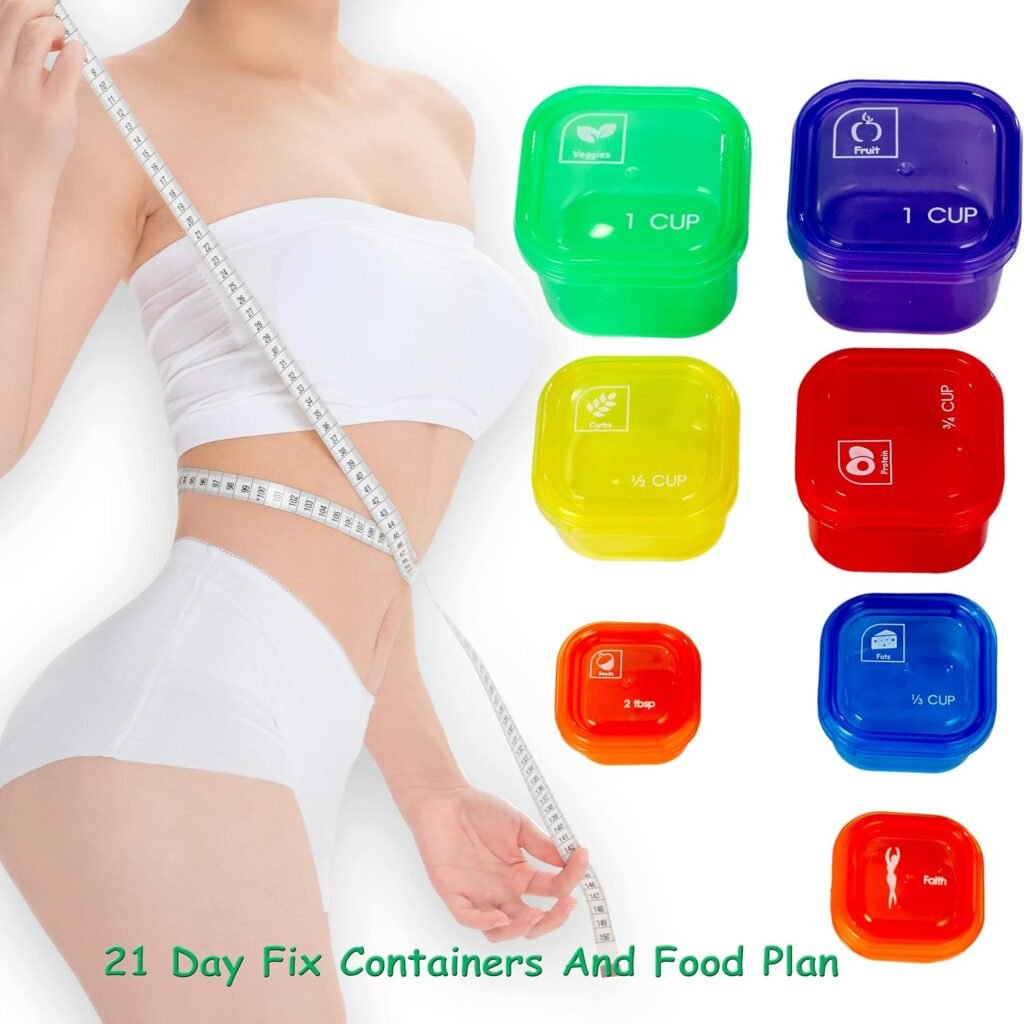 BHYTAKI Portion Control Containers, Double Set (14 Pieces) 21 Day for Weight Loss with Tally Chart and Food Plan