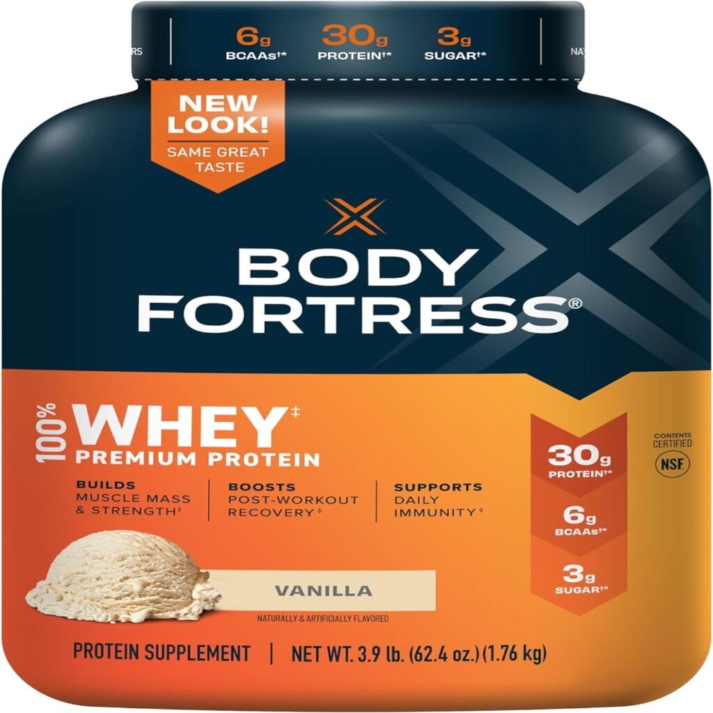 Body Fortress 100% Whey, Premium Protein Powder, Vanilla, 3.9lbs (Packaging May Vary)