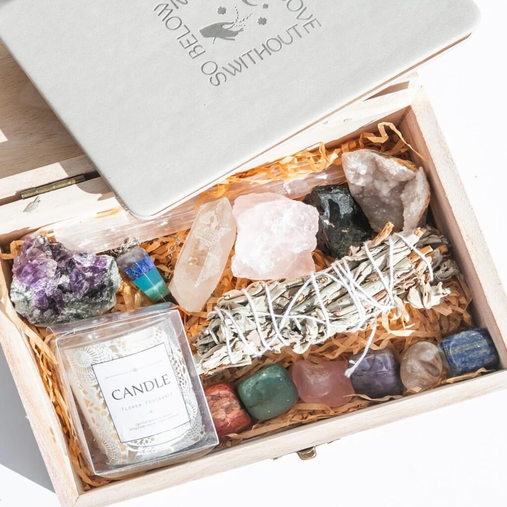 Crystals and Stones - 17pc Chakra Stones, Gemstones and Crystals. Meditation Accessories, Healing Stones. Real Crystals, Chakra Crystals Kit, Raw Crystals. Witchcraft Kit Crystal Décor