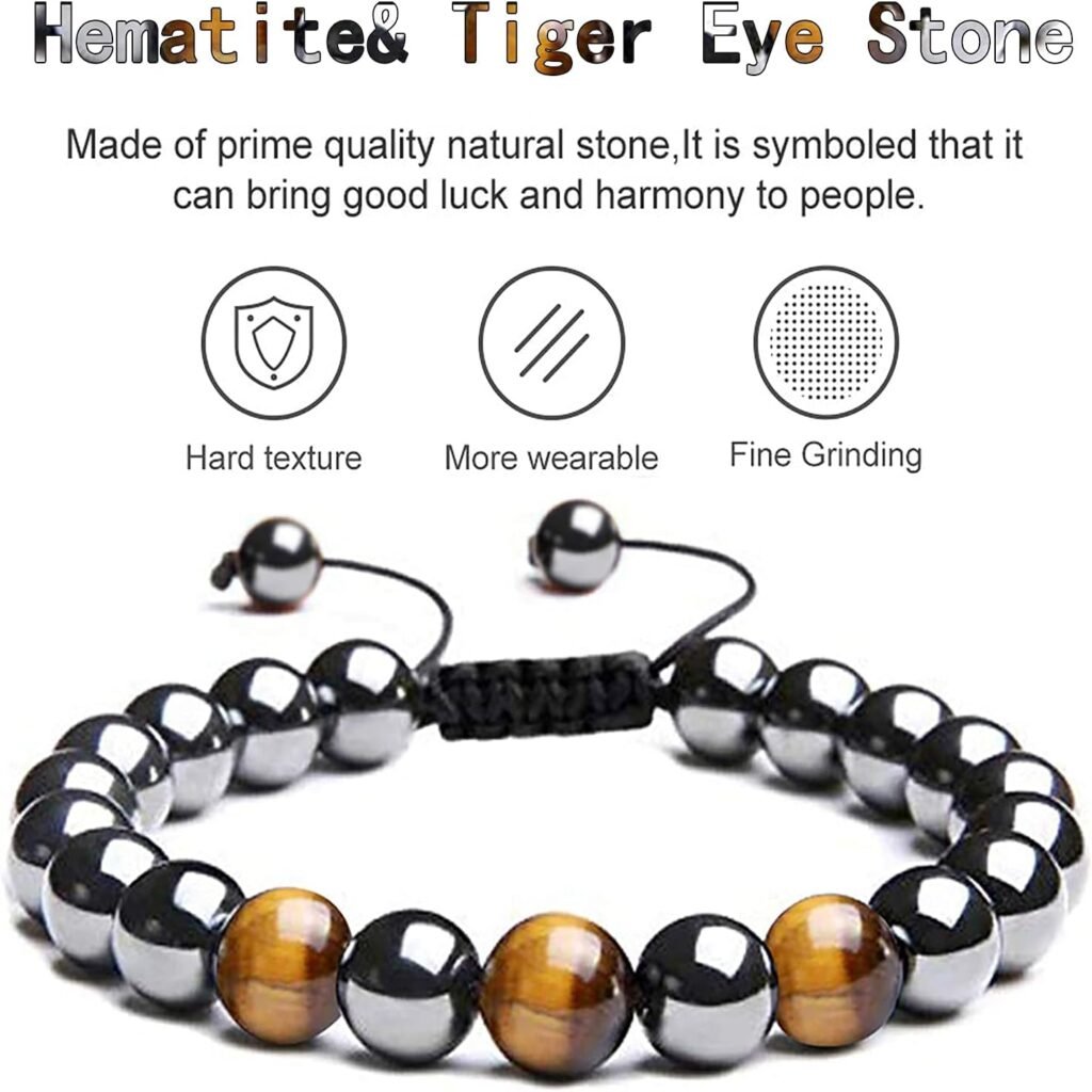 Hion Triple Protection Bracelet-for Ultimate Weight Loss,Boost Metabolism Reduce Bloating, Slimming Bracelet,Red Tiger Eye Purple Amethsyt Hematite Bracelet Set for Men Women