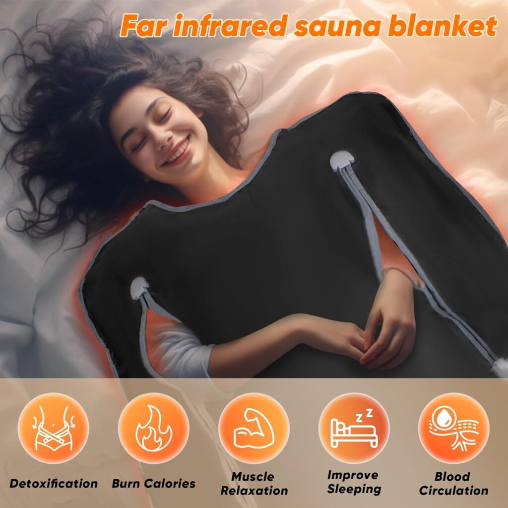 Infrared Sauna Blanket for Detoxification, Portable Far Infrared Sauna Blanket for Home, Detoxify and Relieve Fatigue, Sauna Blanket with 113-176℉ and 30-60 Minutes Timer Switch Controller(Black)