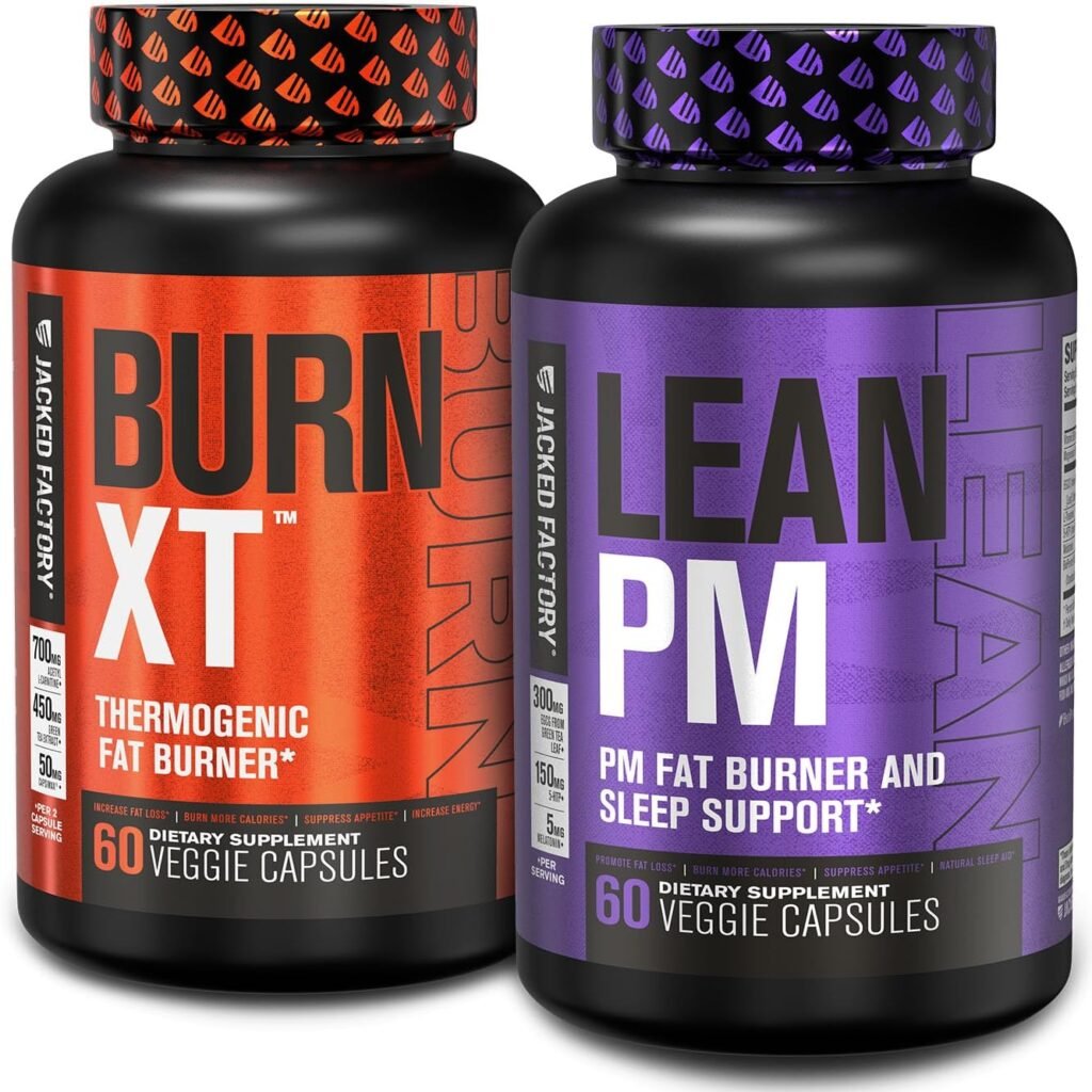 Jacked Factory Burn XT Thermogenic Fat Burner Lean PM Nighttime Weight Loss Supplement for Men Women 60 Veggie Diet Pills