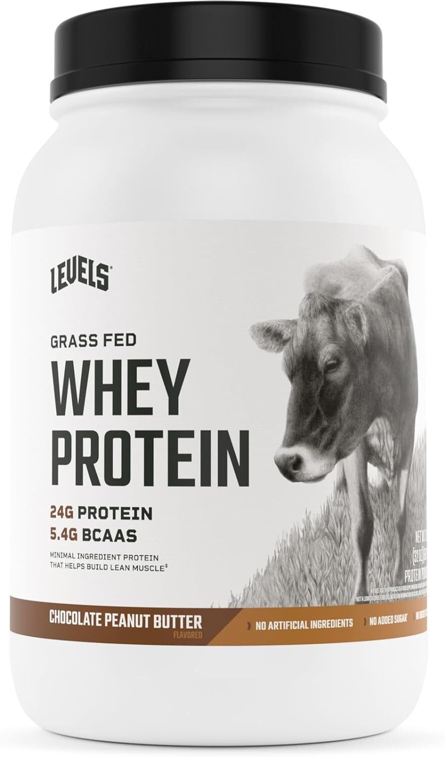 Levels Grass Fed 100% Whey Protein, No GMOs, Chocolate Peanut Butter, 2LB