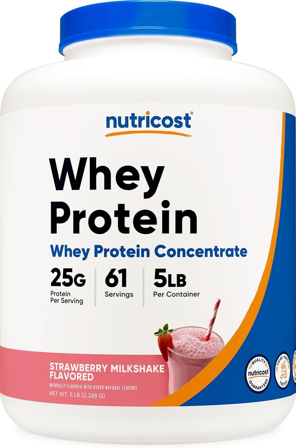 Nutricost Whey Protein Concentrate (Strawberry Milkshake) 5LBS - Gluten Free  Non-GMO