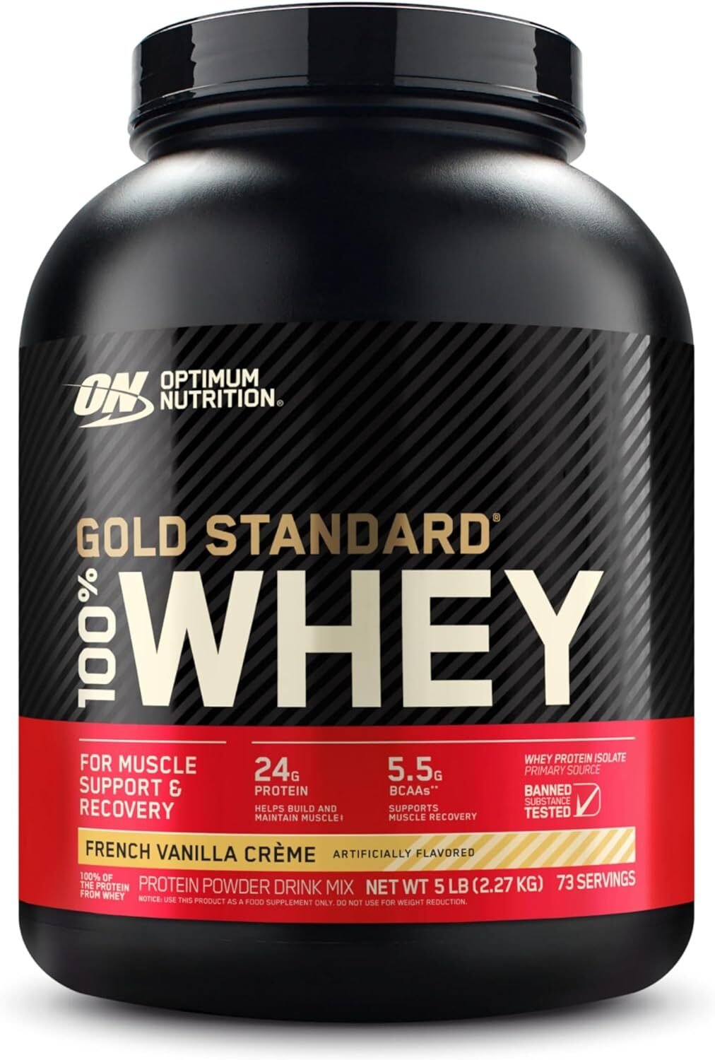 Optimum Nutrition Gold Standard 100% Whey Protein Powder, Vanilla Ice Cream, 5 Pound (Packaging May Vary)