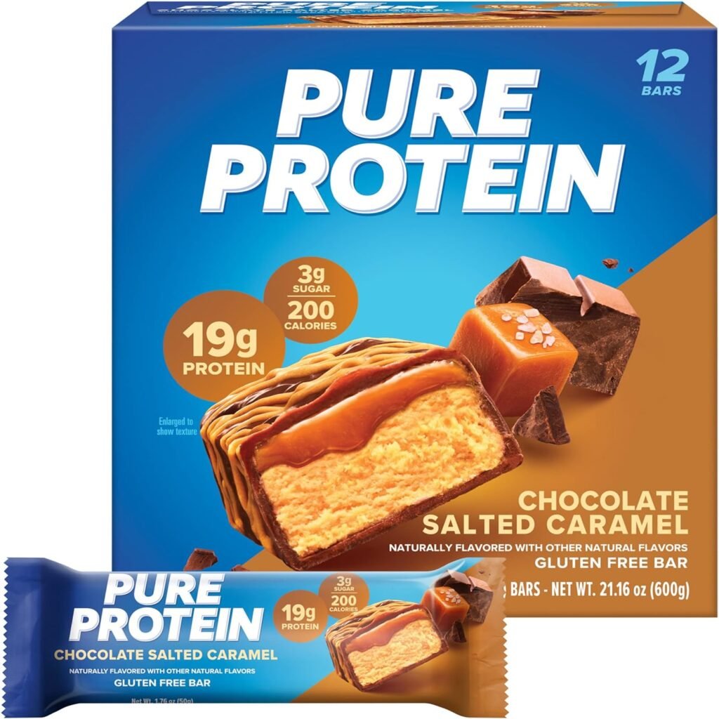 Pure Protein Bars, High Protein, Nutritious Snacks to Support Energy, Low Sugar, Gluten Free, Chocolate Salted Caramel, 1.76 oz., 12 Count (Pack of 1) (Packaging May Vary)