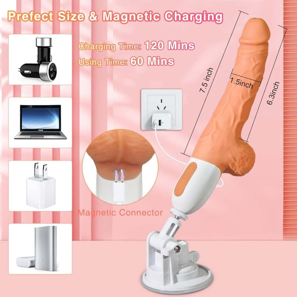 Sex Machine Thrusting Realistic Dildo for Women with 10 Vibrating  Thrusting Modes for G Spot Clitoral Anal Stimulation, Remote Control Silicone Vibrator, Adult Sex Toy (Flesh)