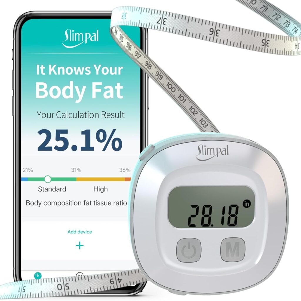 Slimpal Smart Body Tape Measure, FSA HSA Eligible Approved Measuring Tape for Body Measurements Device, Retractable Bluetooth Monitoring Body Fat BMI Tool for Fitness Shape  Weight Loss