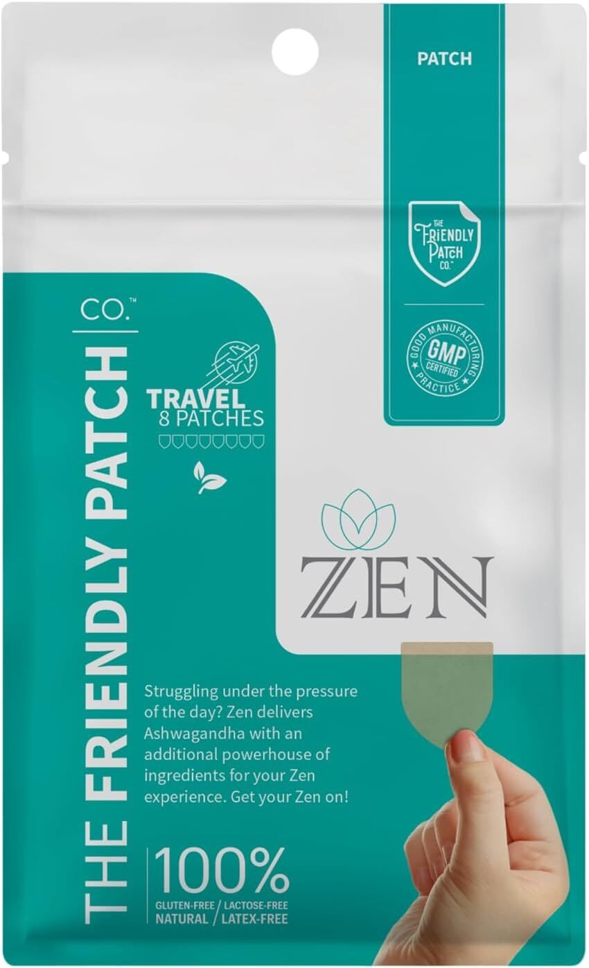 The Friendly Patch Zen Patch - Relax  Calm Supplement Patch with Ashwagandha, Gaba  Gotu Kola - Wellness chill Patches Travel Pack