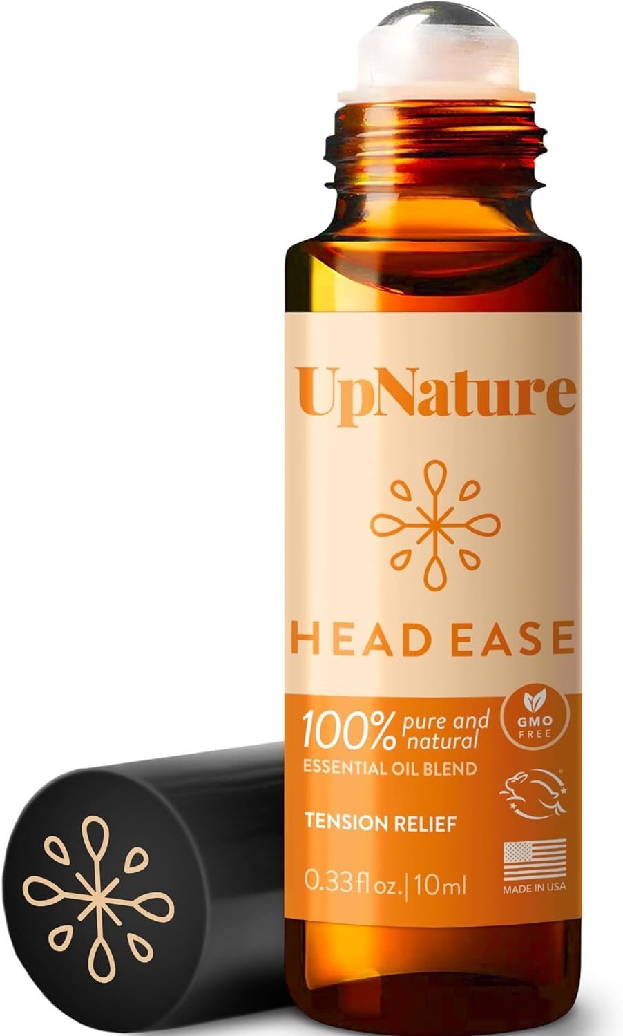 UpNature Head Ease Essential Oil Roll On Blend – Natural Head Tension Relief with Peppermint Oil, Rosemary Oil  Frankincense Oil Therapeutic Grade – Relaxing Aromatherapy Essential Oil