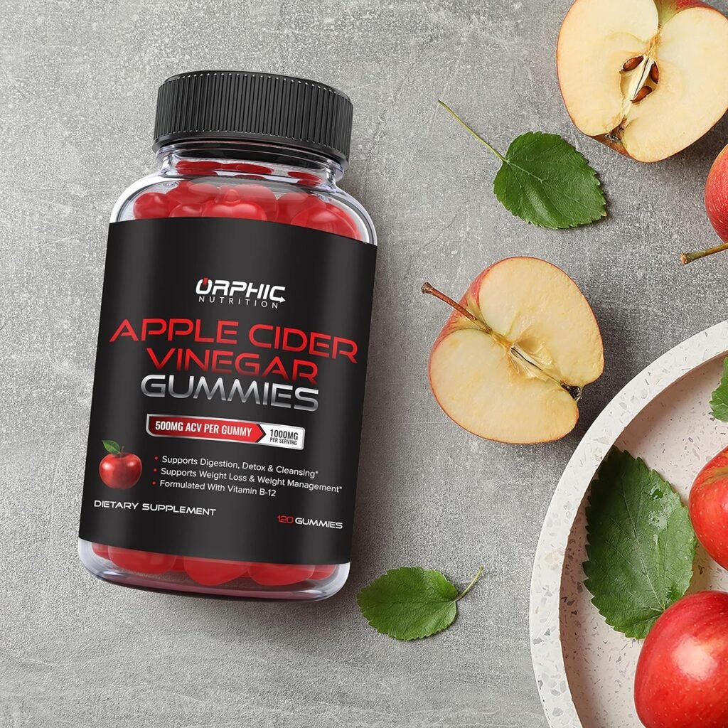 Apple Cider Vinegar Gummies with Mother- 1000mg - Supplement Formulated to Support Weight Loss Efforts  Gut Health* - Supports Digestion, Detox  Cleansing* - ACV W/VIT B12 (60 Gummies)