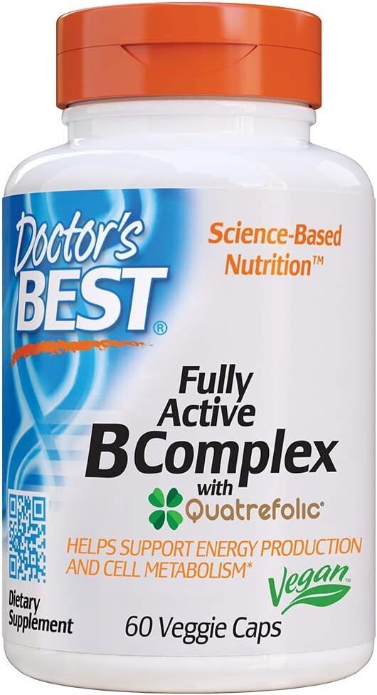 Doctors Best, Fully Active B Complex Supports Energy Nervous System Optimal Health Positive Mood Wellbeing NonGMO Gluten Free Vegan Soy Free, 60 Count