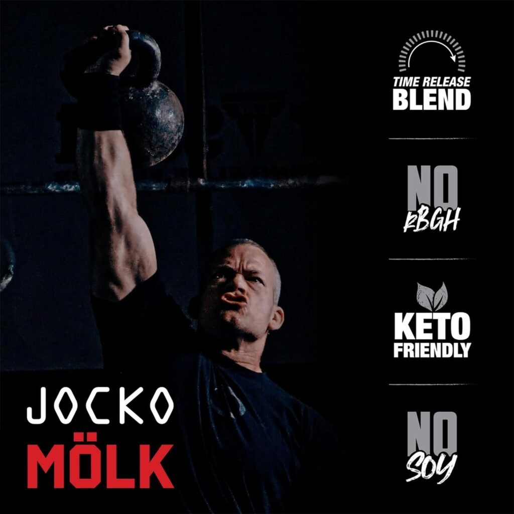 Jocko Mölk Whey Protein Powder - Keto, Probiotics, Grass Fed, Digestive Enzymes, Amino Acids, Sugar Free Monk Fruit Blend - Supports Muscle Recovery  Growth (2 LB, Chocolate Peanut Butter)