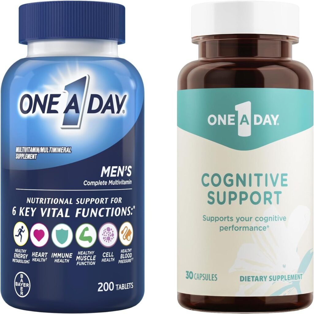 ONE A DAY Bundle Men’s Multivitamin 200 Count Tablets Cognitive Supplement, 30 Capsules