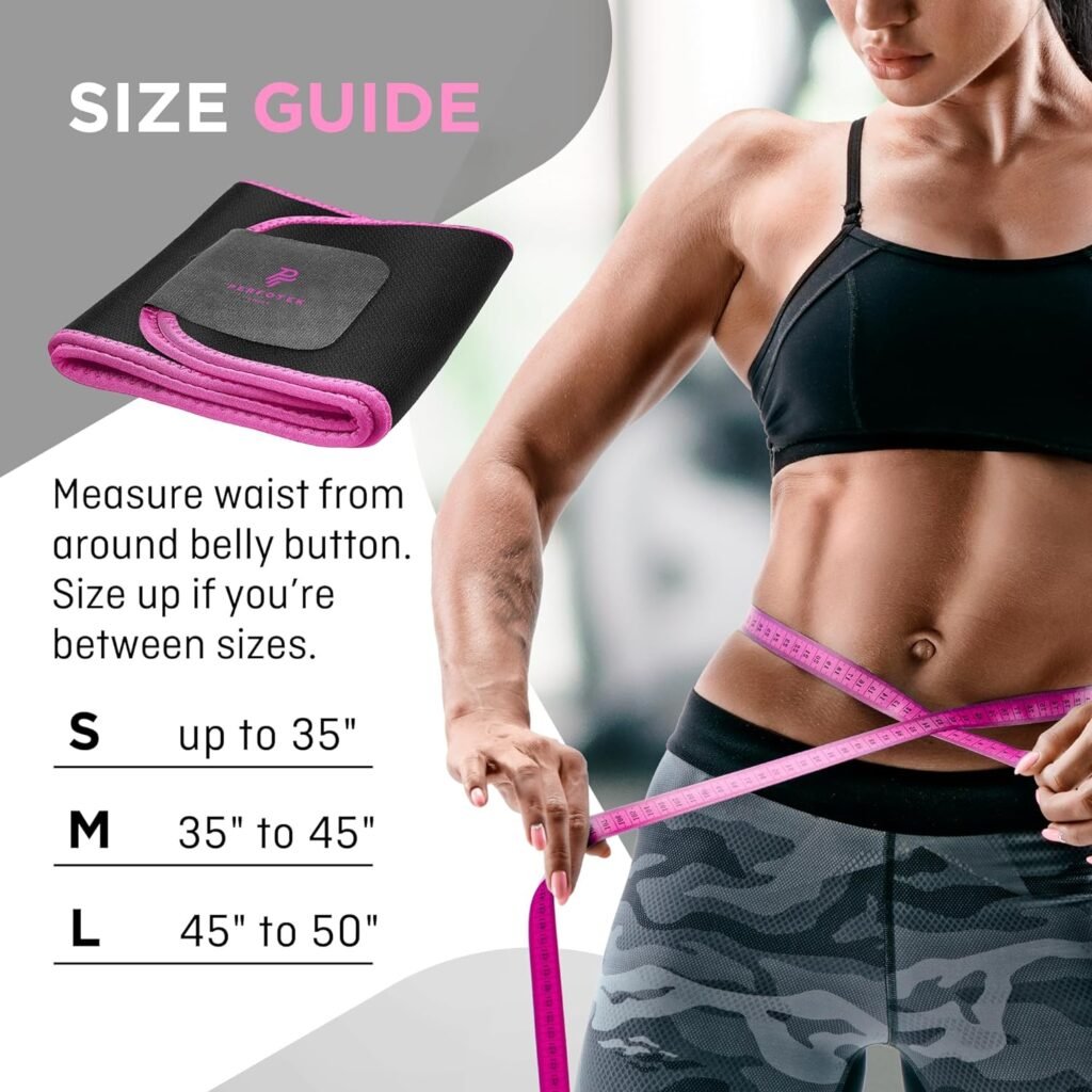 Perfotek Waist Trainer for Women Lower Belly - Waist Trimmer Belt Sauna Tummy Toner Low Back and Lumbar Support with Sauna Suit Effect (Medium Black)