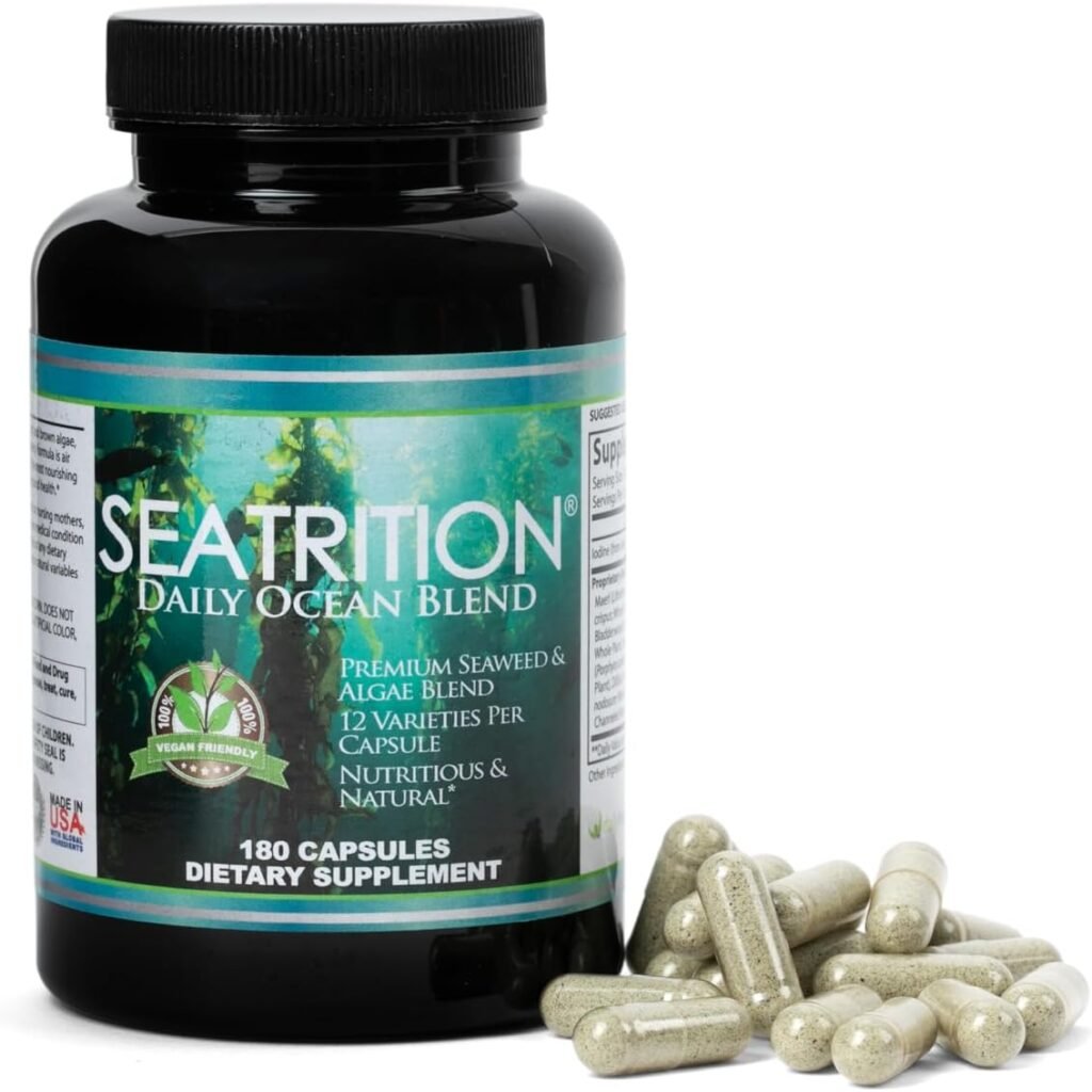 Daily Health, Seatrition Immune Thyroid Support Pure 12 Whole Seaweed Plants Vegan Friendly Natural Multi Vitamin Sea Minerals Wholefood Nutrition Supplement 180 Veg Capsules (2 Month Supply)