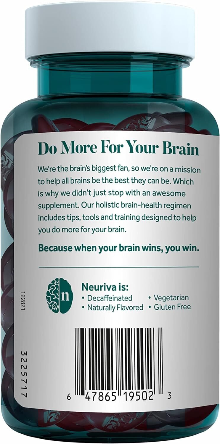 NEURIVA Plus Brain Supplement for Memory,Focus  Concentration+Cognitive Function with Vitamins B6  B12 and Clinically Tested Nootropics Phosphatidylserine and Neurofactor,50ct Strawberry Gummies